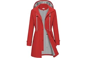 RITOSTA Chubasquero Mujer Impermeable Ligera Chaqueta lluvia Cortavientos con Capucha y Cremallera Abrigo Impermeables Primavera Otoño Gabardina para Exteriores