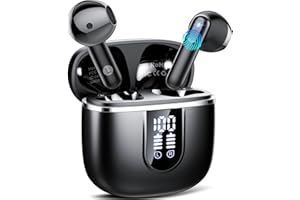 Cillso Cuffie senza fili Bluetooth 5.4 Bluetooth, ENC Noise Cancelling Cuffie con 4 microfoni per chiamate chiare, display LED, impermeabile, 40ore di riproduzione