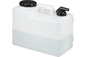 Relaxdays Jerrican d’Eau avec Robinet, Plastique sans BPA, Grande Ouverture, poignée, 15 litres, Noir et Blanc