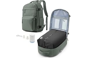 LIVBOTE Zaino Sottovuoto con pompa sottovuoto, Zaino da Viaggio Aereo Bagaglio a Mano Zaini Airbag Ryanair 40x20x25 Borsa da Cabina per Donna Uomo -Verde Menta