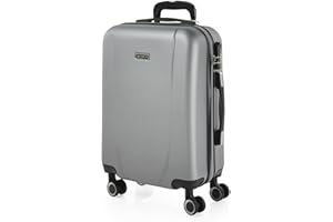 ITACA - Maleta de Cabina 55x40x20 - Maletas De Viaje Cabina Rígidas Trolley con 4 Ruedas Dobles para Avion Ligera Equipaje De Mano Candado de Combinación. Compatible Ryanair, Plata