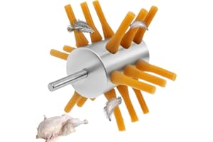 Gatphy Rupfmaschine für Geflügel 18 Finger, Geflügelrupfmaschine auf Rollen für Hühner Edelstahl Naturkautschuk für Enthaarung von Geflügel Wie Hühnern Enten Gänsen Wachteln (1,Staub)