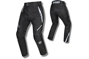 Generico Pantaloni Moto Uomo 3 Strati 4 Stagioni Tecnico con Protezioni CE Rimovibili, Impermeabili con Fodera Removibile