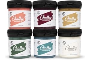 LM-Kreativ Chalky farba kredowa 6 x 100 ml (Cuba) - Wykończenie farba kredowa dla stylu vintage/shabby chic. Farby kredowe/wapniowe mogą być również stosowane jako farba do drewna i na sucho matowa