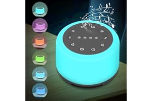 Alaoo Machine à Bruit Blanc, Appareil De Sommeil Portable à Bruit Blanc, Veilleuse 7 Couleurs Et 24 Sons De Sommeil Apaisants, Machine De Sommeil Rechargeable Par Usb Avec 3 Fonctions De Minuterie