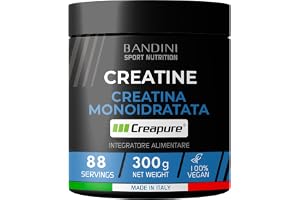 Bandini® Creatine CREAPURE® Monohydrate i rent pulver - Tillägg för träning | kreatin monohydrat kosttillskott för sport och gym - Inkluderar dispenser - 100 % vegansk - Baserat på kreatinmonohydrat