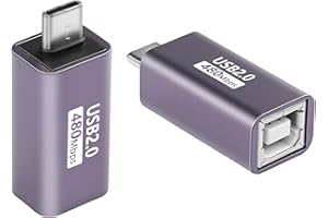 SinLoon 2er-Pack USB-C-auf-USB-B-Adapter, Typ-C-zu-MIDI-Konvertierungsanschluss, Typ-C-Stecker auf USB-B-Buchse, Druckeradapter für Eectric Piano DAC, Synthesizer, DJ-Controller, Tastatur, Drucker