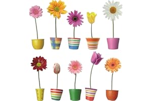 KAIRNE Flower Window Stickers, Flowers Window Stickers, Plants Flowers Window Decoration, Garden Window Pictures, Potted Plant Sunflower Chrysanthemum Wall Sticker for Living Room, Bedroom, Spring,