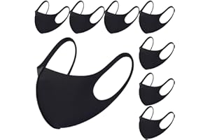 NUÜR Atmungsaktive Gesichtsmaske aus Stoff, mit Ohrschlaufen, wiederverwendbar, weich, waschbar, langlebig für den täglichen Gebrauch in der Öffentlichkeit, Schwarz, schwarz