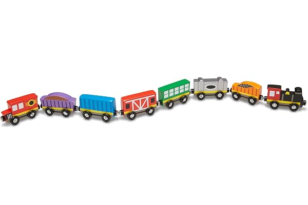 Melissa & Doug - Wagons Train - 9 Pièces Magnétiques - Voiture Enfant - Jeu Imitation - Jouet En Bois - Jouet D'Activité, De Développement Et D'Apprentissage - Certifié FSC - Cadeau Enfant 3 Ans Et