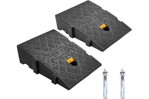 JAHOMFAI Rampas para Coches, Rampa Bordillo Coche, Bordillo Ligeras Portátiles para Calzadas, Aceras, Motos, Scooters, con 2 Pernos de Extensión