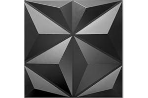 EURODECO Paneles 3D de plástico PVC, para pared o techo, diseño estrella, 12 unidades de 3 m², para sala de juegos, D177 negro