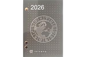 PRESTIGE & DELUXE Blocco agenda almanacco zodiaco ricambio 2026 ricambio AVORIO agenda da tavolo + penna a scatto e segnalibro