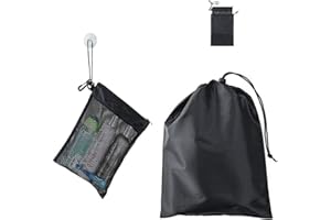 PLCatis Toiletry Bag Lightest Shower Bag Keep Dry Things Dry Small Nylon Travel Hanging Mesh Toiletries Bag with Drawstring for Gym Swimming Trips Vacations Black 1 Set