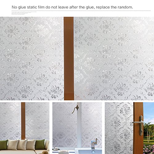 KINLO® Sichtschutzfolie 90x200cm Fensterfolie selbstklebend folie für fenster aus hochwertigem PVC folie büro möbelfolie klar Dekorfolie blumen folie statisch 2 Jahren Qualitätgarantie - 4