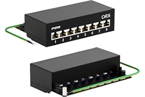 FGB Panneau de brassage CAT 6 8 ports et 8 prises RJ45 blindées - Montage sur table/mur/bureau - STP (blindé) - Panneau de distribution LSA