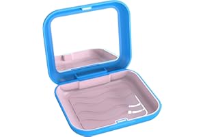 Porta Apparecchio Denti, BVN Porta Dentiera con Specchio, Scatola per Protesi Dentale, Custodia Ortodontica, Custodia per Apparecchio Dentale, Scatola di Immagazzinaggio, Custodia per Paradenti, Blu