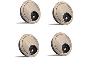 XCYROIIY 4 passacavi da scrivania da 60 mm, foro per cavi in metallo, copertura rotonda per cavi desktop (bronzo)