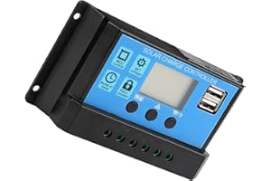QIILU Regolatore regolatore di carica solare 12v 24v pannello intelligente con regolatore batteria doppio schermo LCD USB PWM protezione per la casa, l'industria, commerciale (60A)