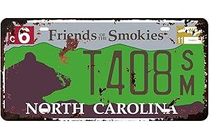 Panguru Replica Vintage License Plate, Embossed Metal Number Tags, Prop Vanity Car Registration Plates, 12x6 inch (North Carolina 001)