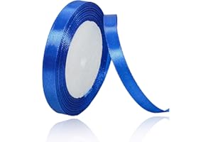 ALOHOVME Ruban Satin Bleu 10mm, 23 mètres Rubans de Tissu Couture Ruban Cadeau pour Décoration de Mariage, Emballage cadeau, Bouquet de fleurs, Artisanat DIY, Décoration gâteau d'anniversaire et Noël