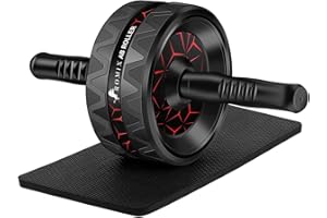 ROMIX Premium Ab Roller Exercise Wheel. Extra Thick Non-Slip Knee Mat, Abdominal Exercise Equipment Workout Trainer Machine for Men Women Abs Core Rollout Body Fitness Muscle Strength Training Home Gym