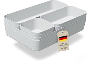 Ensemble de séparateurs de tiroirs VMbathrooms pour tous les besoins | Boîtes de rangement pratiques pour bureau | Séparateurs de tiroirs – Votre aide idéale pour l'organisation quotidienne gris clair
