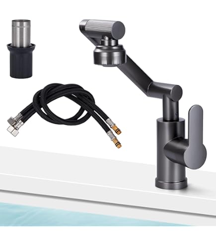 Universele 360 ° draaibare kraan, waterkraan badkamer, koudwaterkraan, gasten, toilet, wastafelkraan, warm en koud water kraan voor badkamer (zwart
