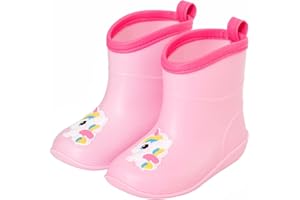 FUNCOO PLUS Baby-Gummistiefel für Jungen und Mädchen, leichte Kinder-Gummistiefel, Tier-Cartoon-Muster-Gummistiefel, Kleinkind-Regenstiefel, Gummistiefel, wasserdichte Stiefel für 1-6 Jahre