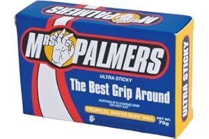 Mrs Palmers Tropical Water Surf Wax - Temperatura dell';Acqua: 24C e più Calda - Maggiore Fattore di adesione con additivo di trazione 2000