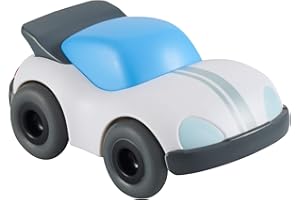 HABA 304712 - Kullerbü – Weißer Sportwagen, Zubehör für alle Kullerbü-Bahnen, mit Schwungmotor, ab 2 Jahren, Blau