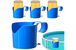 LYPPUL 4 Stück Pool Getränkehalter, Poolside Getränkehalter aus Kunststoff, Bierkastenkühler Pool für Schwimmbäder, Wasserbecher Hängehalter Poolzubehör für Pool Aufstellpool Schwimmbecken