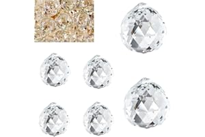 Crystal Sonnenfänger Kristall Prisma aus Glas, CuiCanfla 6 Stück Prisma Kristall 30mm Kristall zum Aufhängen Suncatcher Kristall für KronleuchAnhänger, Fenster Ornament Handwerk Deko