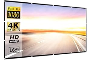 CICONY Schermo del proiettore, schermo del proiettore bianco, schermo di proiezione pieghevole per home theater 16:9 senza piega (100 pollici)