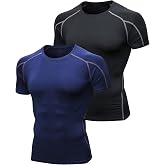 Niksa 2 Pieces Fitness T-Shirts Compression Sports Clothing Short Sleeve Men for Running, Exercise, Gym