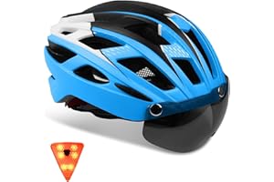 Casque Vélo Homme avec Éclairage LED,KINGLEAD Casque Vélo Femme avec Visiere Magnétique et Amovible Casque Vélo VTT Casque Velo Route Léger Ajustable Casque Vélo