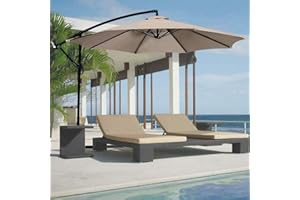 BAKAJI Ombrellone da Giardino Decentrato 3x3 Mt Palo Alluminio Chiusura a Manovella Base a Croce Sistema Air Vent Arredamento Esterno Gazebo Piscina Giardino Terrazzo Ambienti Esterni (Tortora)