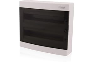 INTRATEC 100% SHOPPING Intratec centralino a vista 2 file 36 moduli, IP40, ABS, 400V, bianco, guida DIN, morsetto N/PE, porta a sinistra, RoHS, incl. materiale di fissaggio, 361x396x112mm