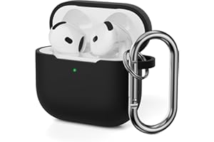 Mocarheri Custodia in silicone compatibile con AirPods di 4a generazione (2024) con moschettone, custodia protettiva per AirPods 4, custodia protettiva in morbido silicone antiurto, LED frontale