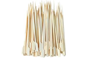 Liujiami 12CM 100 Pieces Barbecue Skewers Bamboo Paddle Picks Wooden Paddle Sticks Bamboo Skewers Cocktail Sticks for Fruit, Kebabs, Grilling, Roasting, BBQ Party, Barbeque Utensils