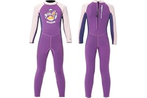 Joysummer Bambini 2.5mm Muta Intera - Ragazzi Ragazze Neoprene Costumi Interi da Bagno Termici Cerniera Frontale/Posteriore Protezione UV Stretch Manica Lunga Costumi da Bagno per Sport Acquatici
