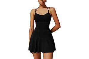 OMEWEE Women's Tennis Dress with Shorts and Built in Bra Sweetheart Neck Sleeveless Golf Dress Activewear Exercise Sports Dresses with Pockets