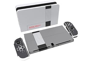 ‎PLAYVITAL PlayVital Skin Sticker für Nintendo Switch OLED Modell,Aufkleber Sticker Decal Folie Abziehbild Faceplates Klebefolie für Switch OLED Konsole&Joy Con&Dock&Grip(NES-Stil)