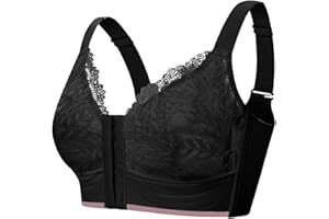 HANXIULIN Women's Front Fastening Mastectomy Breast Surgery Lightly Lined Deep Cup Bralette Support Posture Bra Snap Hides Back Fat Full Back Mastectomy Special Bra Lingerie