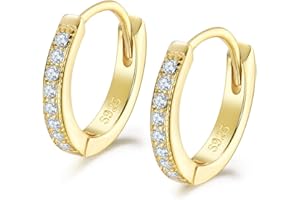 Shuxin Creolen Silber Damen Ohrringe, 925 Sterling Silber Creolen mit AAA Zirkonia, Durchmesser 13mm Klein Schlafen Kreolen, Kommt in Schmuck Geschenk Box (Silber/Gold/Rosegold)