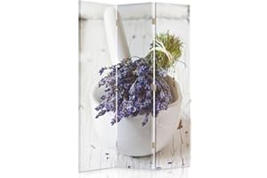 FEEBY FRAMES Feeby Paravento Lavanda 3 Parti 110x150 cm Unilaterale Pieghevole Separatore Decorazioni Stampa su Tela Parete Divisoria Parete Spagnola Soggiorno Ufficio Camera da letto Home Office Violetto Bianco
