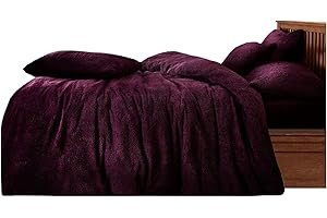 GC GAVENO CAVAILIA Teddy Duvet Set Double Aubergine, Super Soft Fluffy Luxury Design, Cosy Warm Bedding, 3 Piece Cuddly Fleece Bedset, Easy Care DuvetCover Bedlinen, 1 Quilt Cover + 2 Pillow Cases