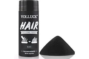 VOLLUCK Fibre Capillaire 28g – Couverture Efficace des Cheveux Clairsemés, Résultat Naturel & Volume Instantané – Poudre Densifiante Cheveux Longue Tenue pour Homme et Femme (Noir)