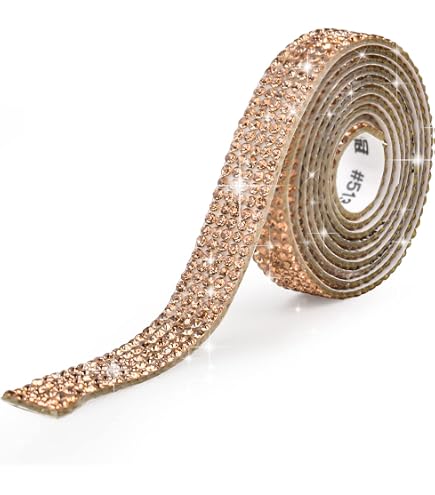 Nastro Di Strass Oro Autoadesivo – Rotolo 5 Yards Di Cristalli E Diamanti Per Decorazioni Fai Da Te, Artigianato, Abiti E Regali