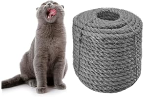 CATHRONE Corda in sisal 6mm per Gatto Scratcher Riparare e sostituire il tiragraffi per gatti, DIY Mobili albero per gatti, tappeto e tappetino antigraffio, giocattoli per kicker per gatti, Sisal 30m/98 piedi